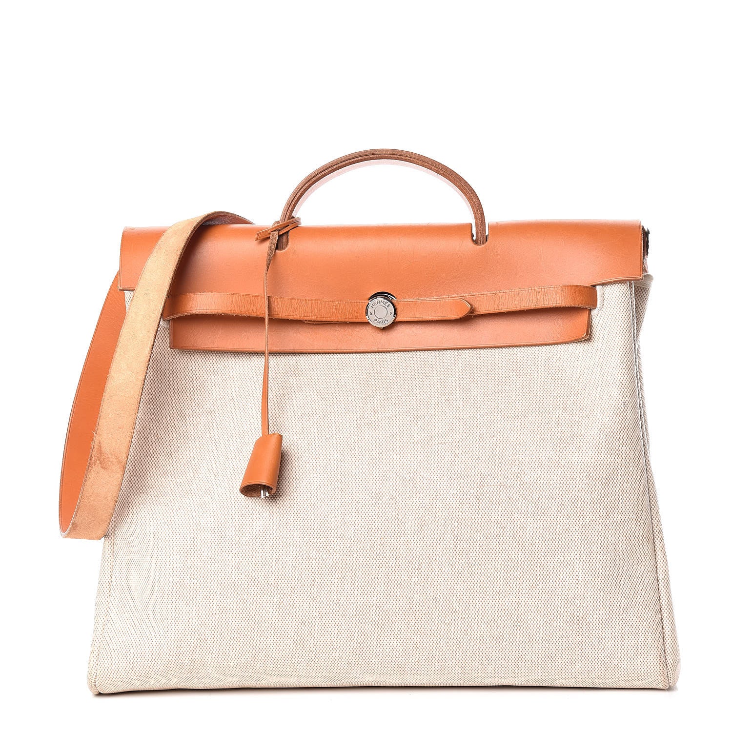 Hermes Toile Vache Calfskin Herbag 40 GM Natural 1 of 21