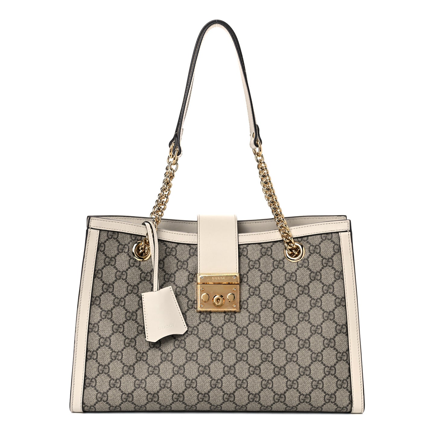 GG Supreme Monogram Medium Padlock Tote White