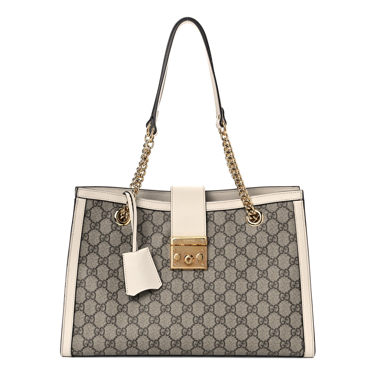 Gucci GG Supreme Monogram Medium Padlock Tote White 1 of 19