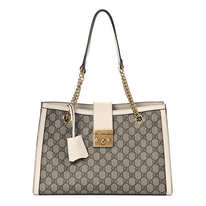 Gucci GG Supreme Monogram Medium Padlock Tote White 1 of 19