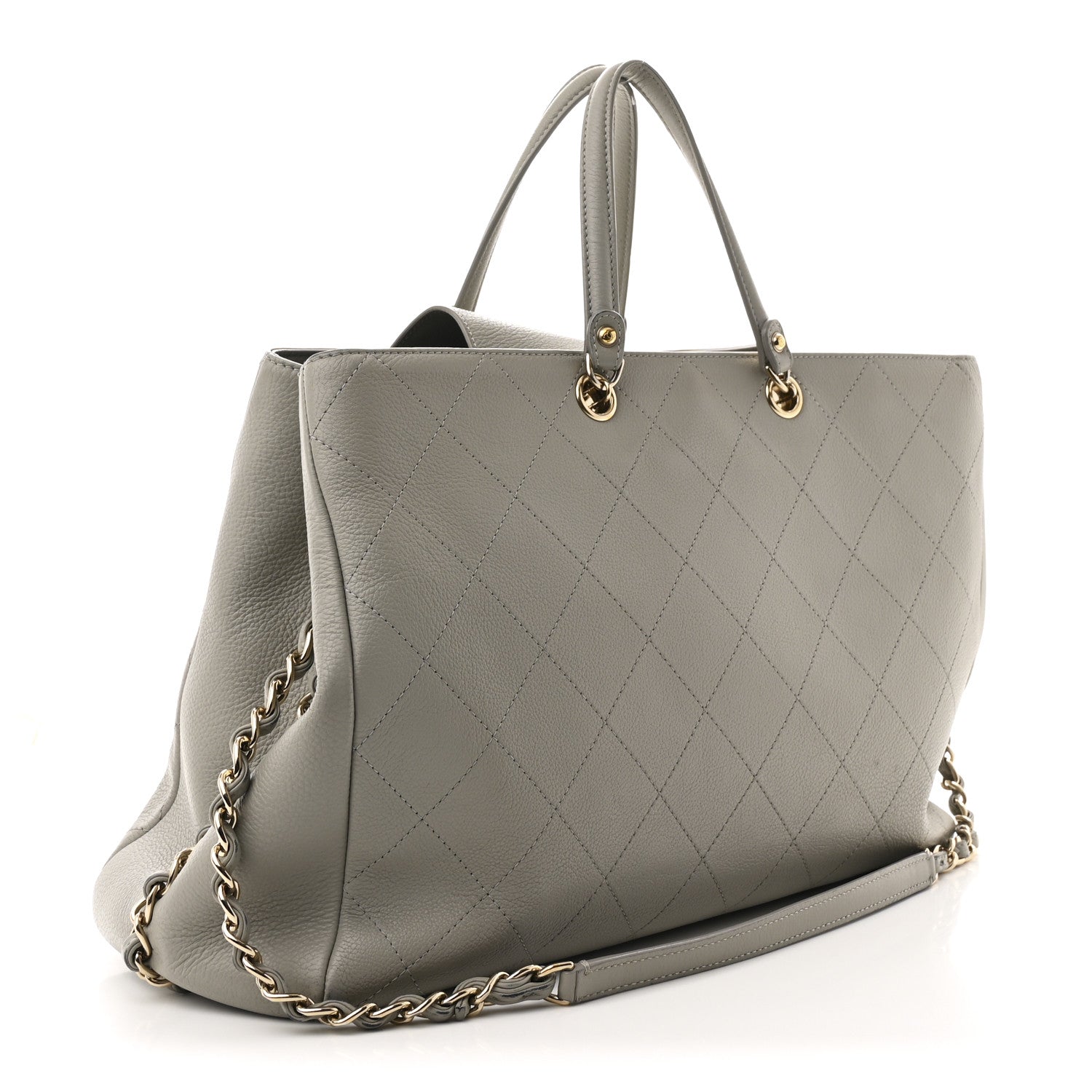 Chanel Bullskin Stitched Large Shopping Bag Grey 3 of 11
