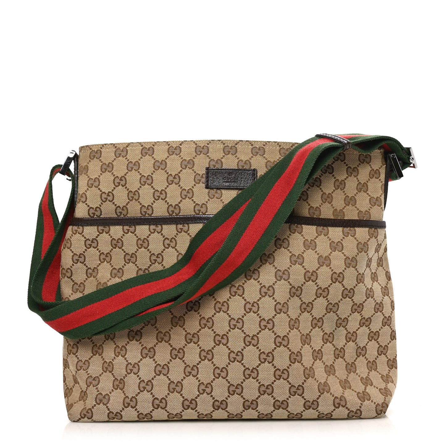 Monogram Web Medium Flat Messenger Bag Brown