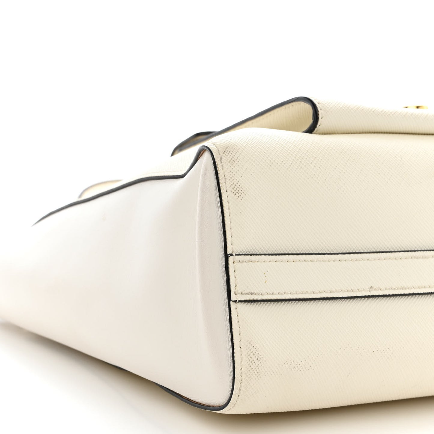 Saffiano Soft Calfskin Front Pocket Zippered Tote White