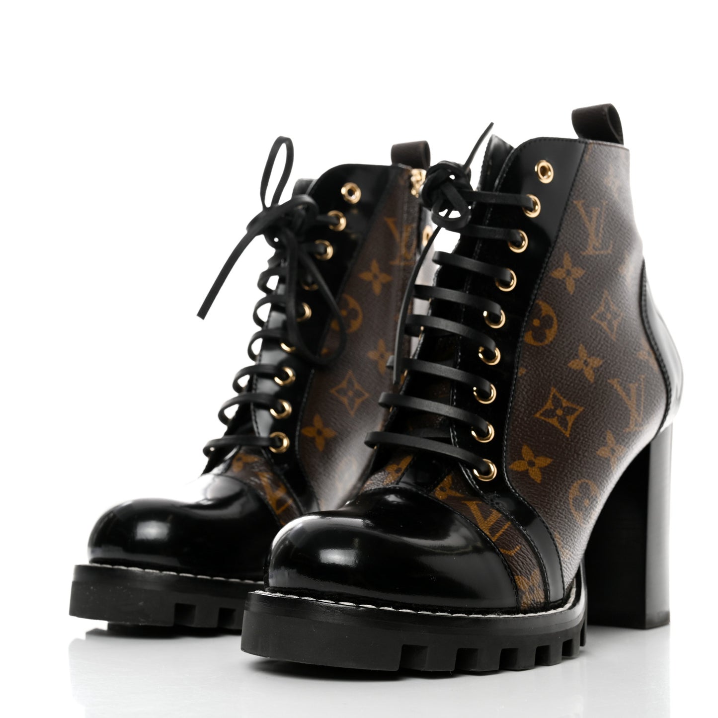 Patent Calfskin Monogram Star Trail Ankle Boots 40.5 Black