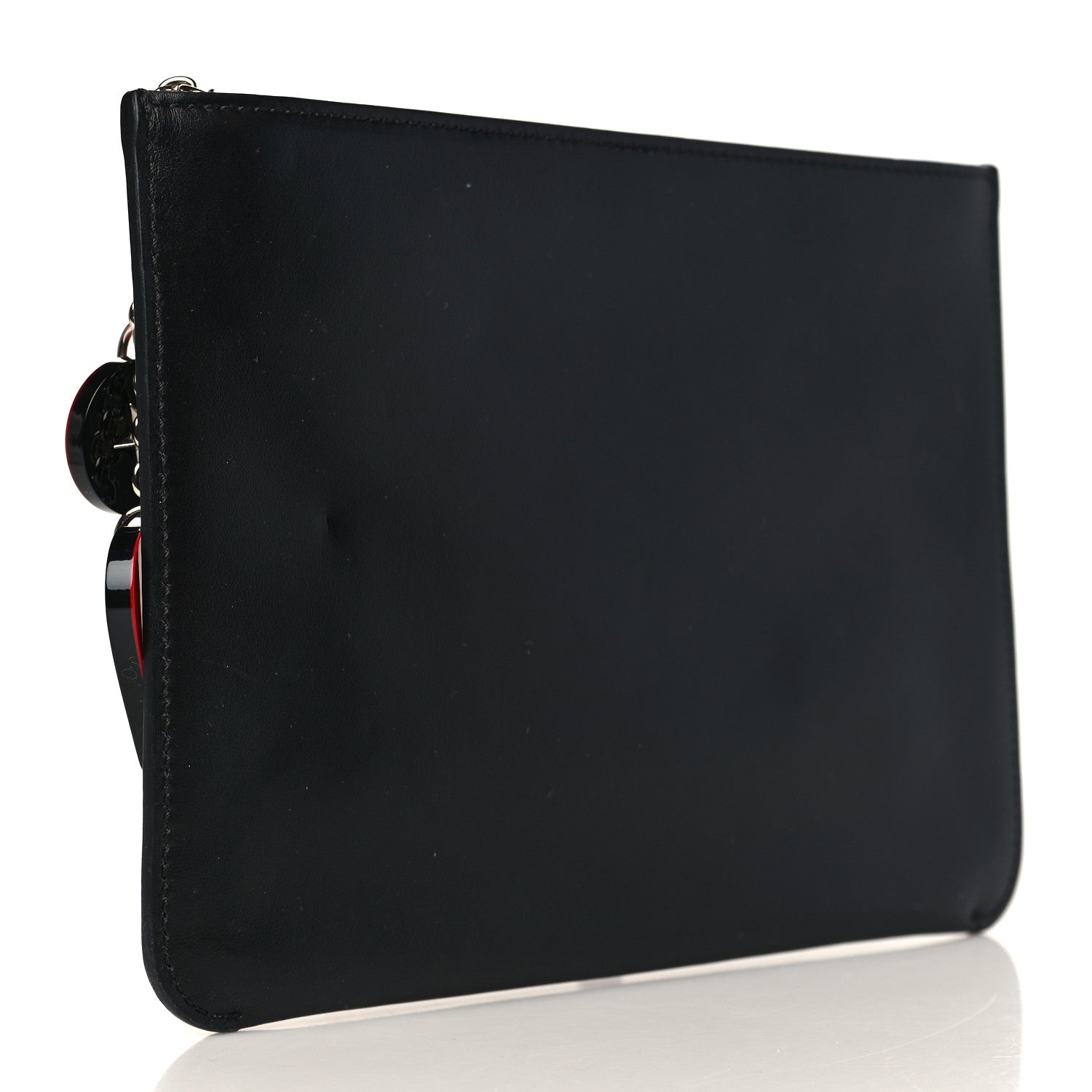 Christian Louboutin Calfskin Loubicute In Love Charms Clutch Black 3 of 6