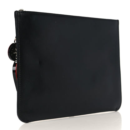 Christian Louboutin Calfskin Loubicute In Love Charms Clutch Black 3 of 6