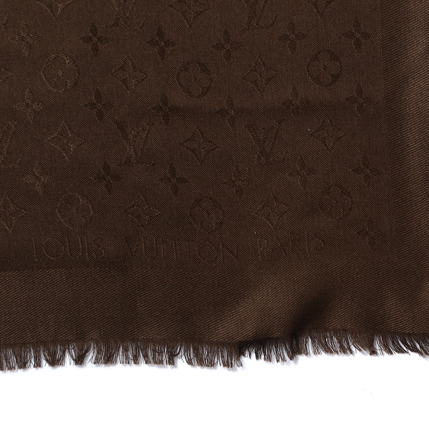 Wool Silk Monogram Shawl Chocolate
