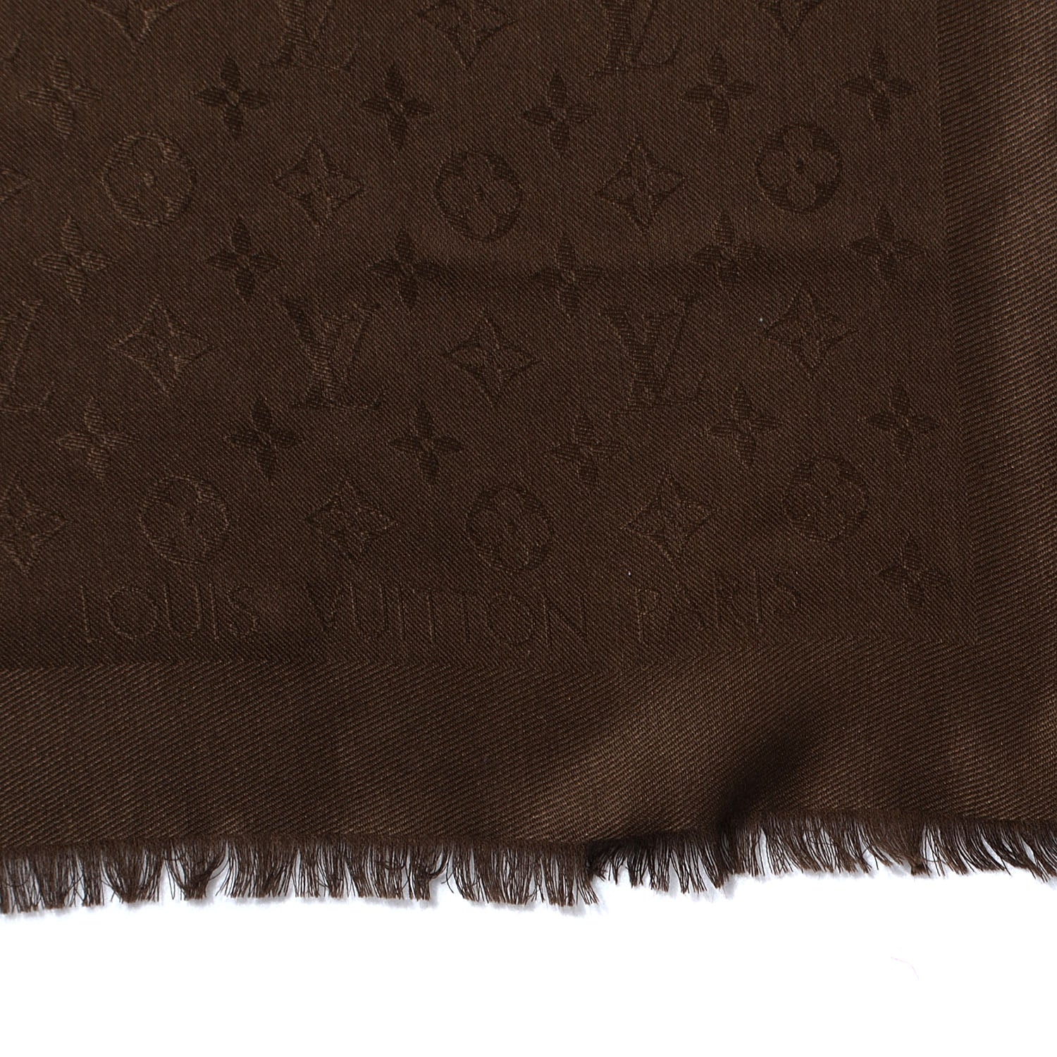 Louis Vuitton Wool Silk Monogram Shawl Chocolate 3 of 6