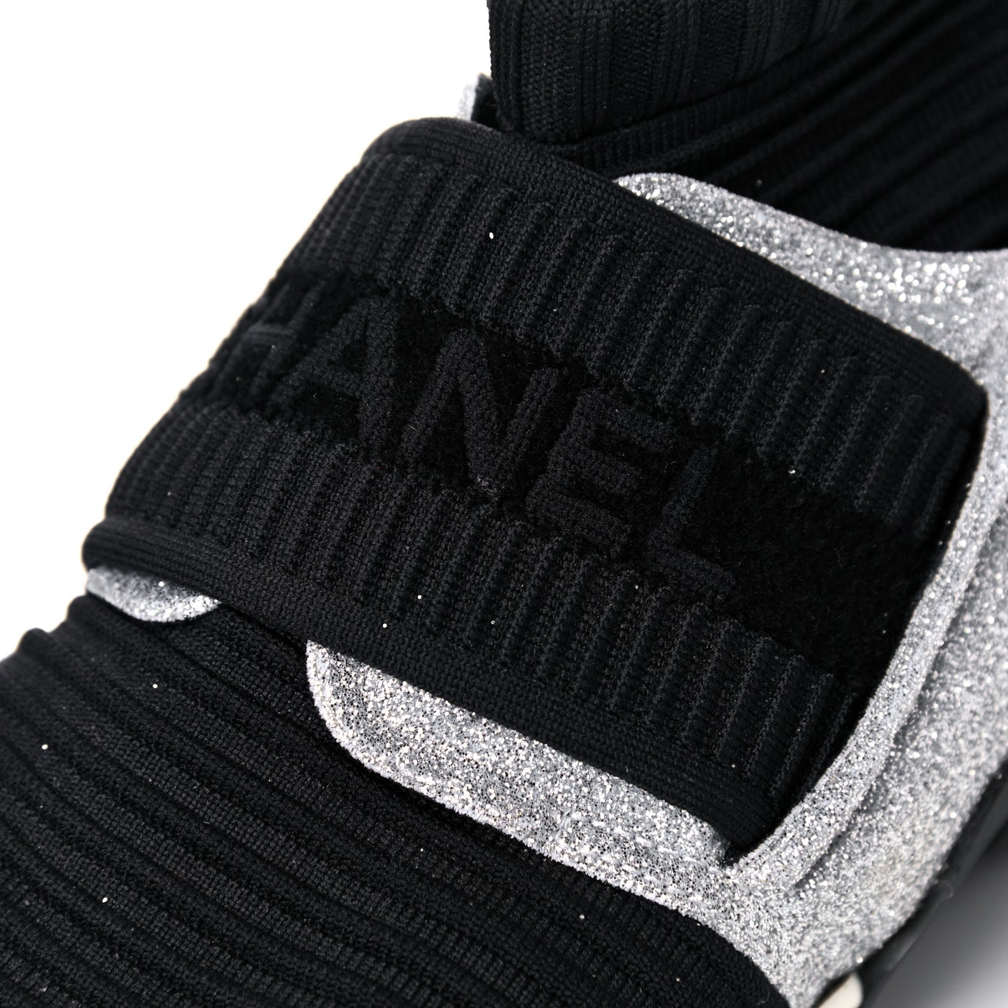 Glitter Stretch Fabric CC Sneakers 36.5 Black Silver