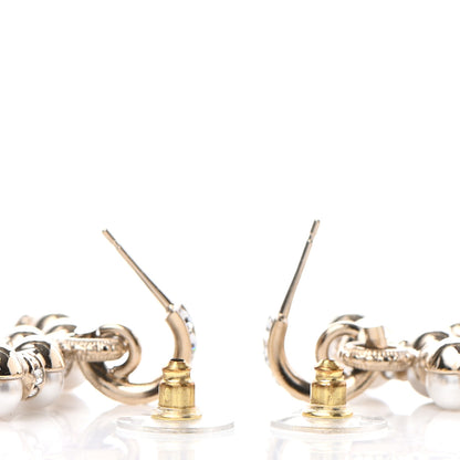 Chanel Pearl Crystal Nefertiti CC Drop Earrings Gold 3 of 4