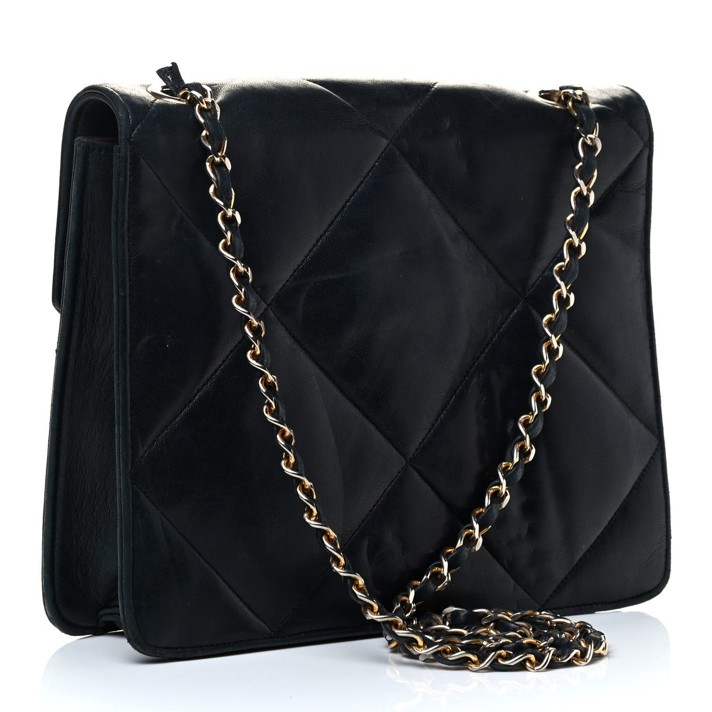 Lambskin Quilted Small Single Flap Black