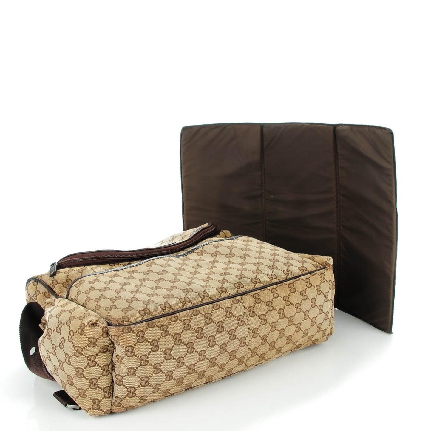 Monogram Natural Pigskin Large Diaper Bag Beige Ebony Cocoa Dark Chocolate