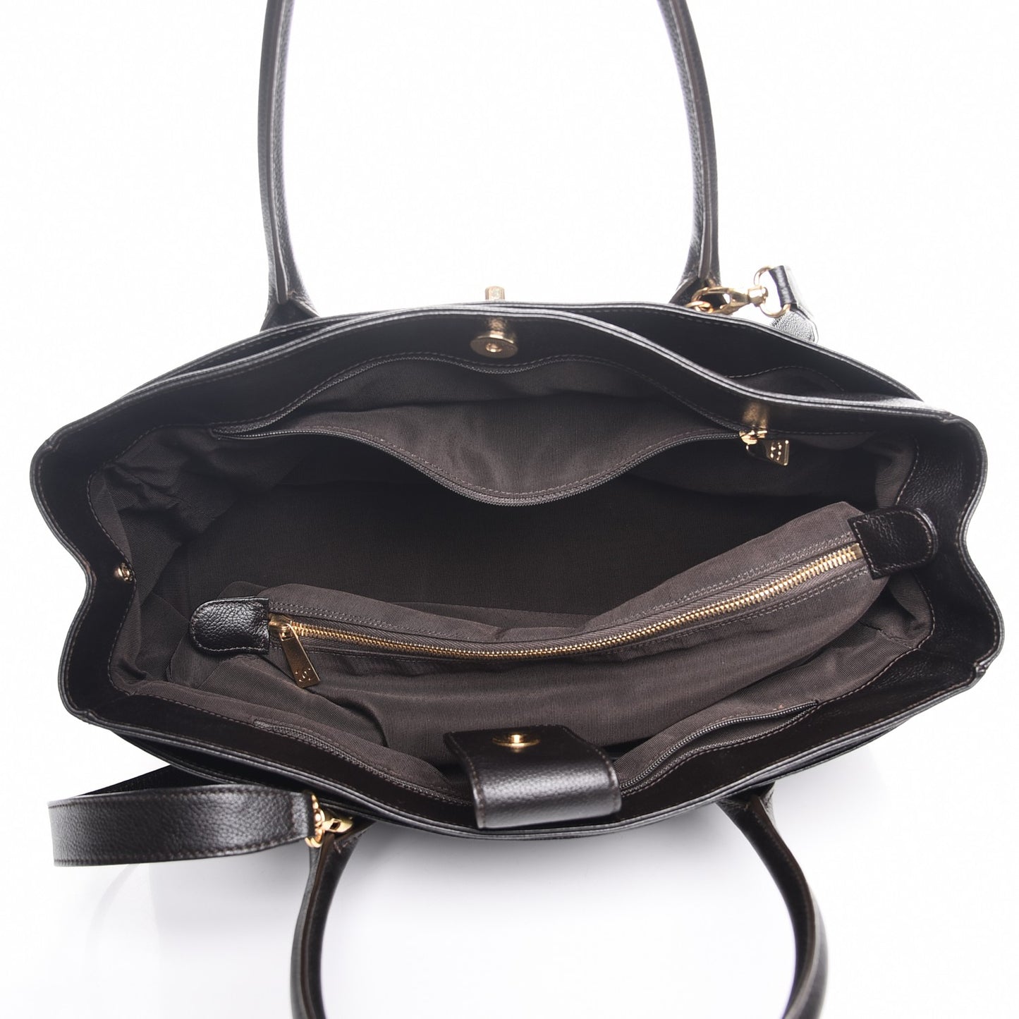 Calfskin Cerf Executive Shopper Tote Dark Brown