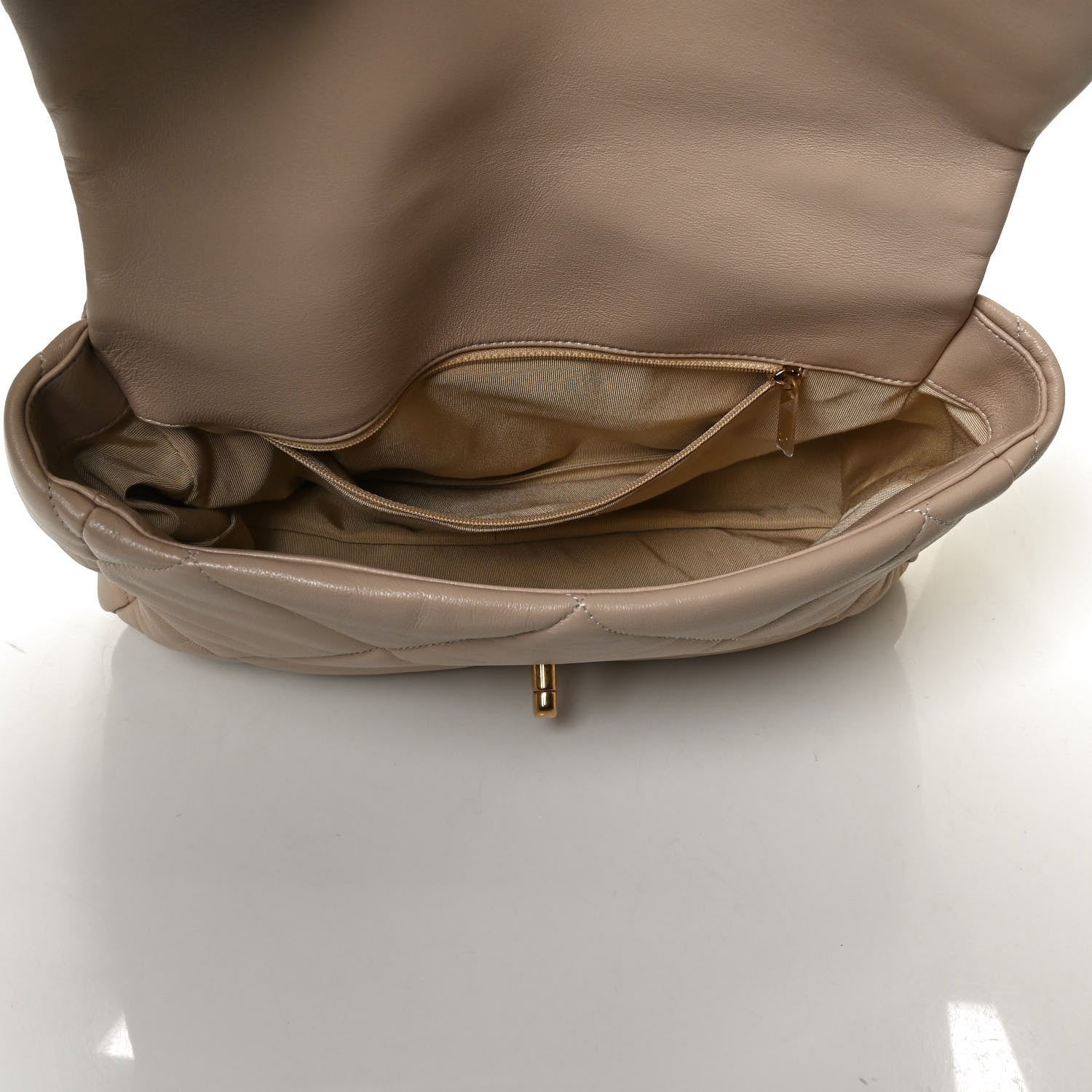 Chanel Lambskin Quilted Large Chanel 19 Flap Beige 5 of 10