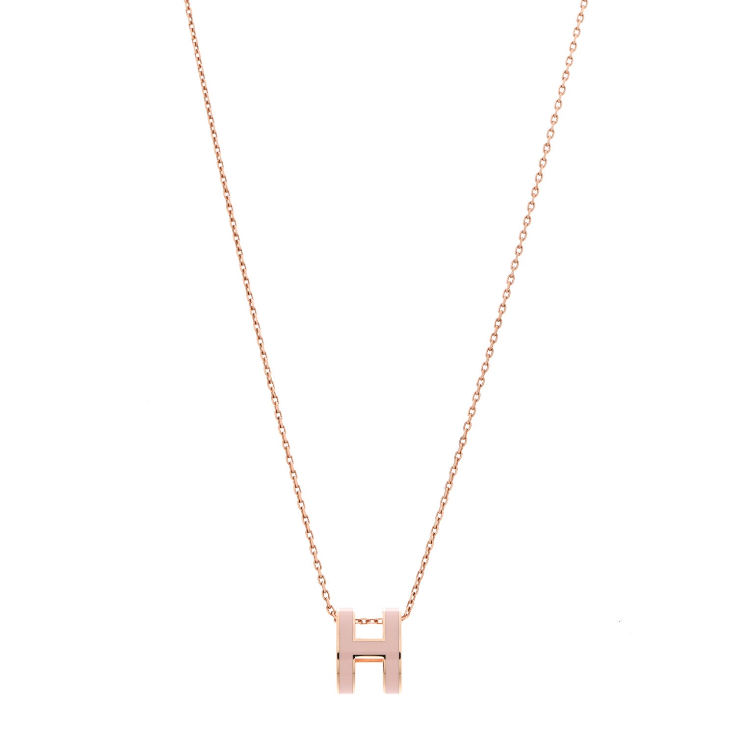 Hermes Lacquered Rose Gold Pop H Pendant Necklace Rose Dragee 1 of 7