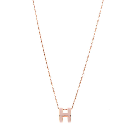 Hermes Lacquered Rose Gold Pop H Pendant Necklace Rose Dragee 1 of 7