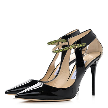 Jimmy Choo Patent Snakeskin Maiden Pumps 37.5 Black 3 of 10