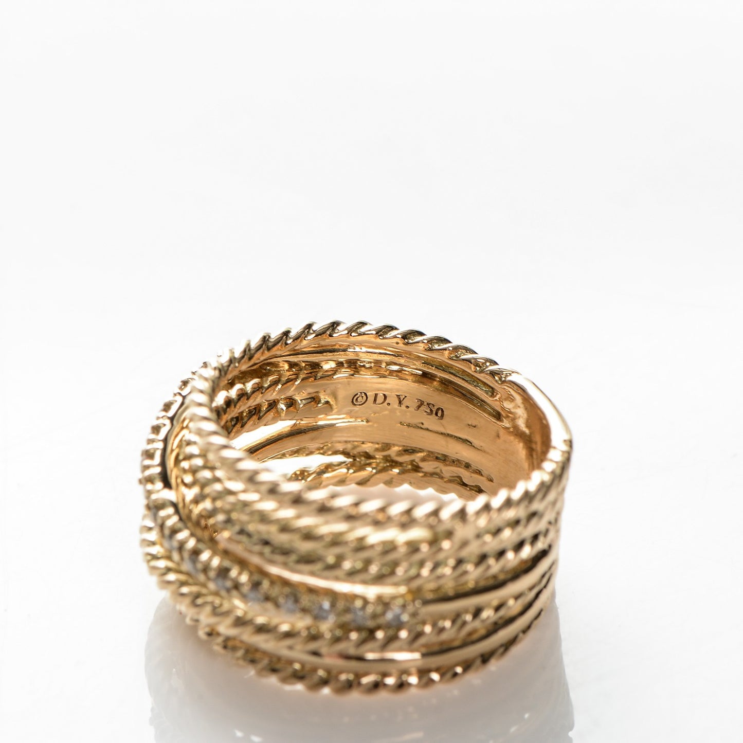 18K Yellow Gold Diamond 11mm Wide Crossover Ring 54 7