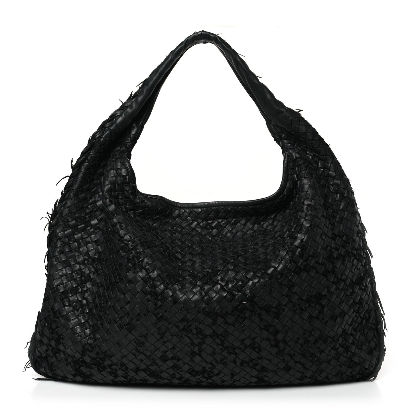 Nappa Velours Intrecciato Fuzzy Medium Veneta Hobo Black
