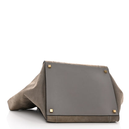 Celine Crocodile Embossed Nubuck Medium Phantom Luggage Grey 4 of 11
