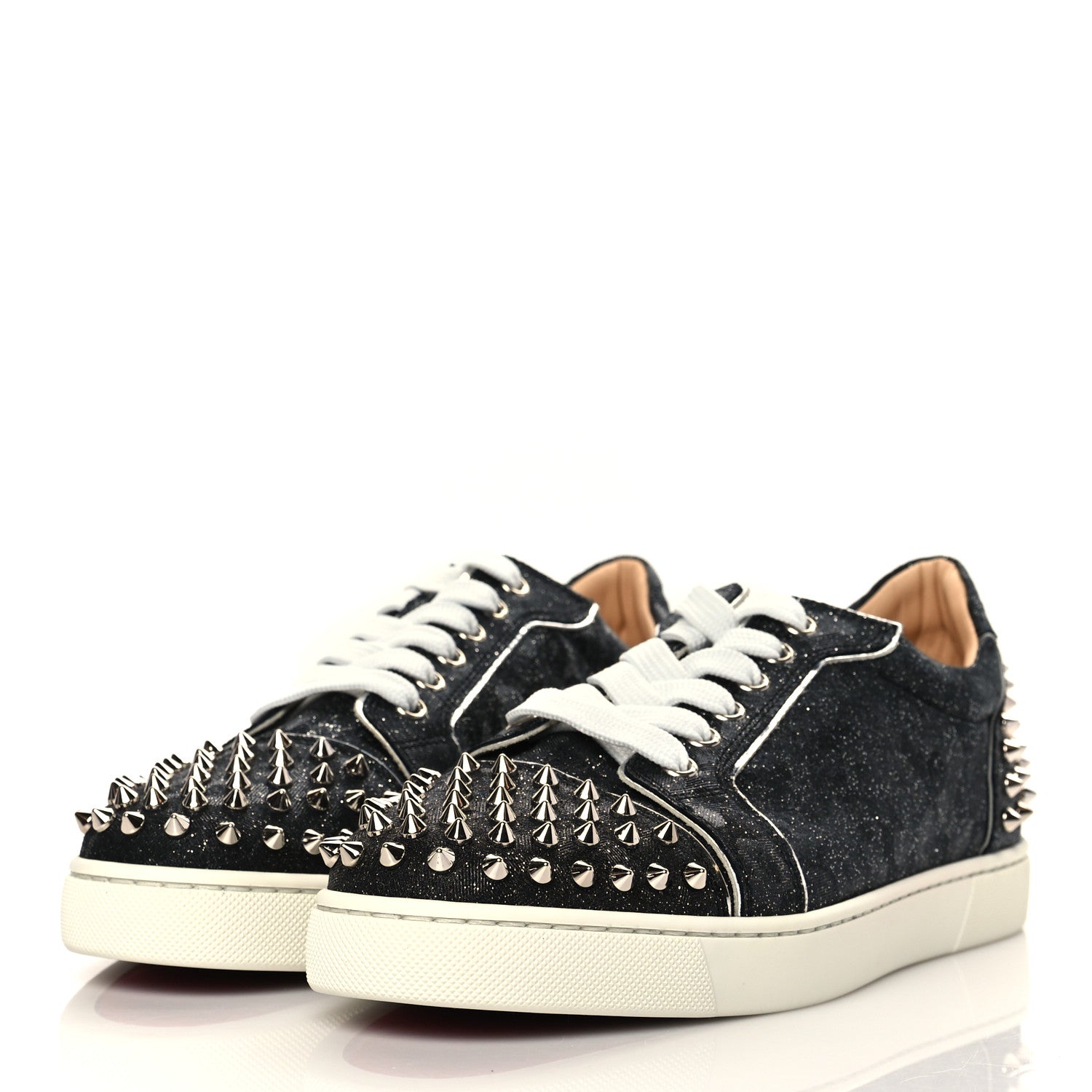 Christian Louboutin Crosta CometeSpikes Womens Vieira 2 Flat Crosta Comete Sneakers 40 Black Silver 3 of 9