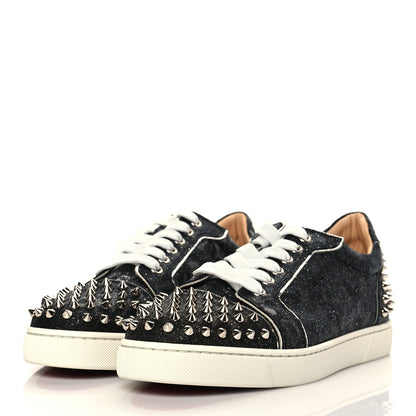 Christian Louboutin Crosta CometeSpikes Womens Vieira 2 Flat Crosta Comete Sneakers 40 Black Silver 3 of 9