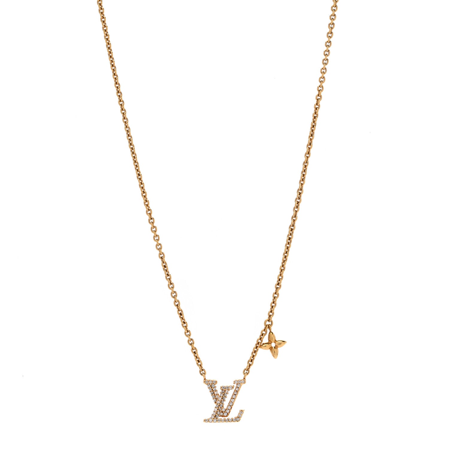 Louis Vuitton Metal Crystal LV Iconic Necklace Gold 1 of 5