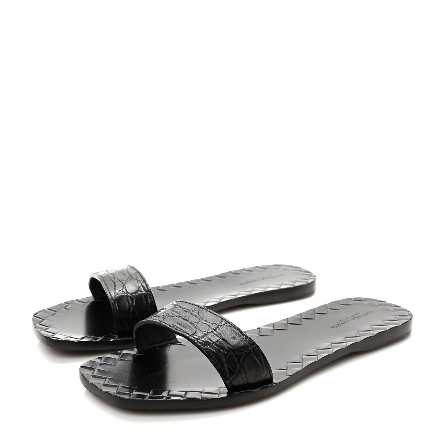 Bottega Veneta Nappa Embossed Flat Sandals 38 Black 3 of 7