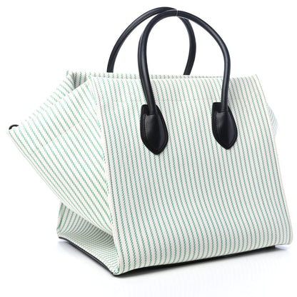 Celine Cotton Canvas Striped Medium Phantom Luggage White Green 2 of 4