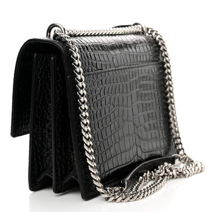 Saint Laurent Calfskin Crocodile Embossed Medium Monogram Sunset Black 3 of 12