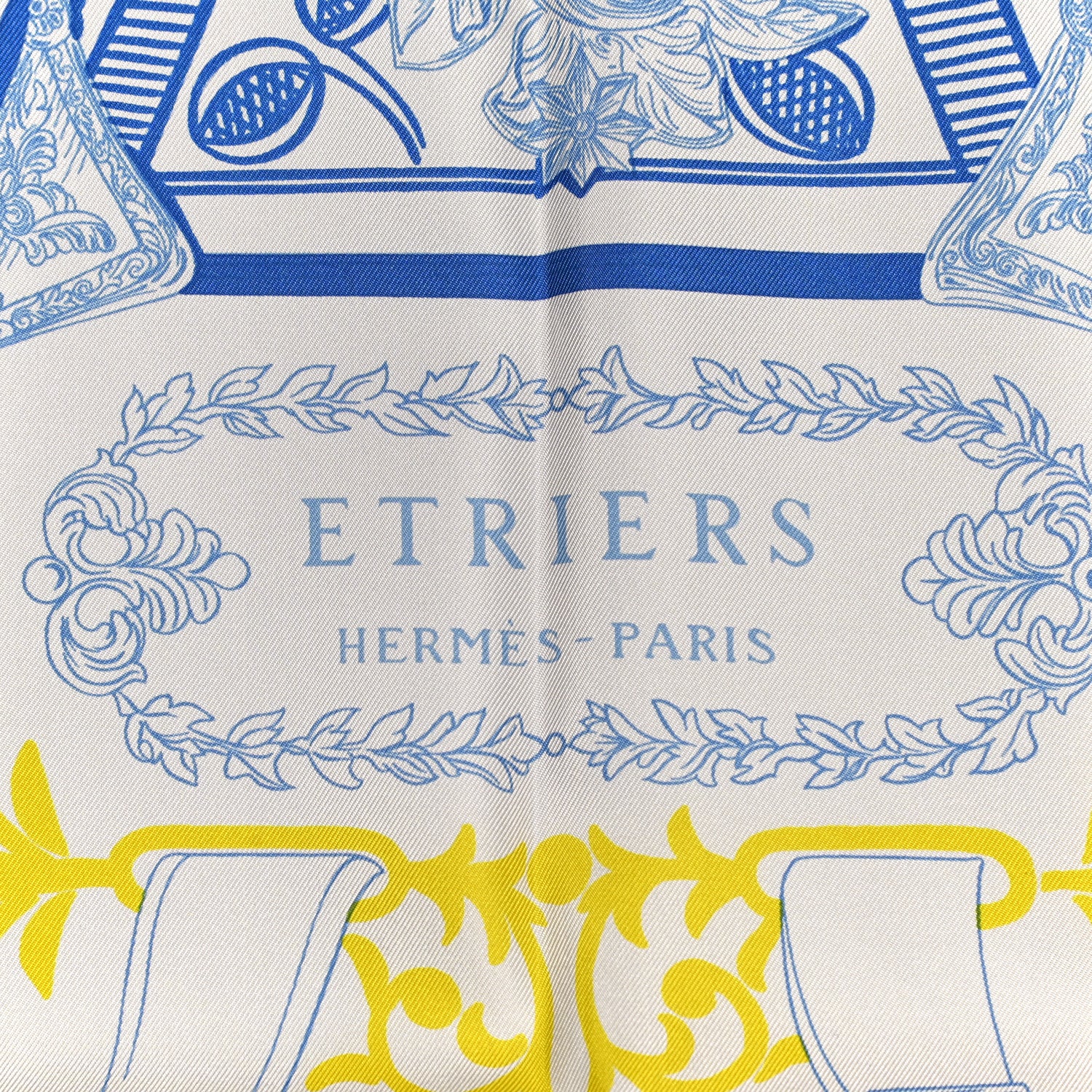 Hermes Silk Etriers Scarf 90 Argent Jaune Encre 2 of 6