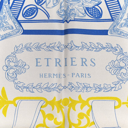 Hermes Silk Etriers Scarf 90 Argent Jaune Encre 2 of 6