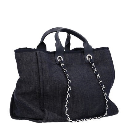 Chanel Denim Large Deauville Tote Dark Blue 2 of 9