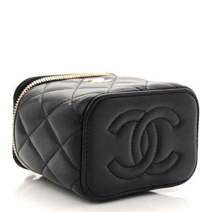 Chanel Lambskin Quilted Top Handle Mini Vanity Case With Chain Black 5 of 11