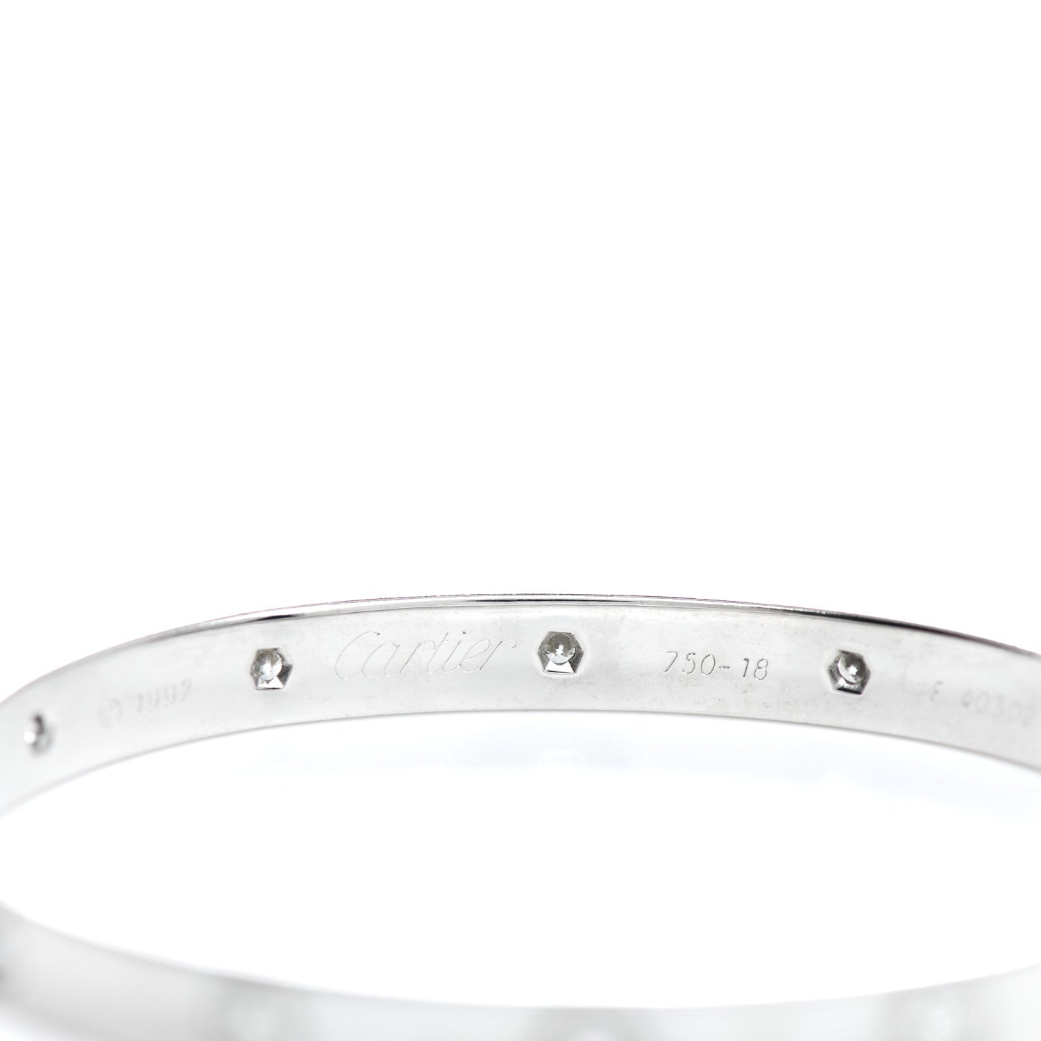 Cartier 18K White Gold 10 Diamond LOVE Bracelet 18 4 of 5