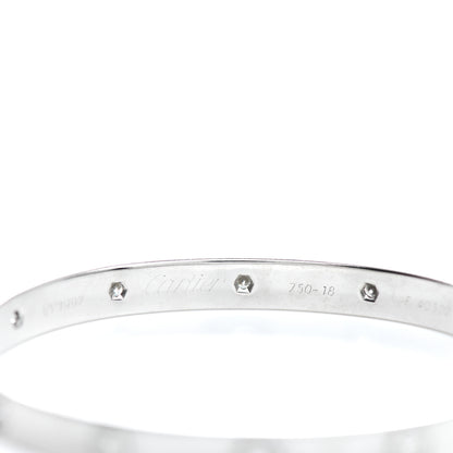 Cartier 18K White Gold 10 Diamond LOVE Bracelet 18 4 of 5