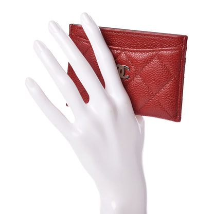 Chanel Caviar Quilted Card Holder Dark Red 2 of 9