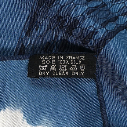 Hermes Silk Caducee Rock Tie and Dye Scarf 100 Blue Jean Marine 3 of 7