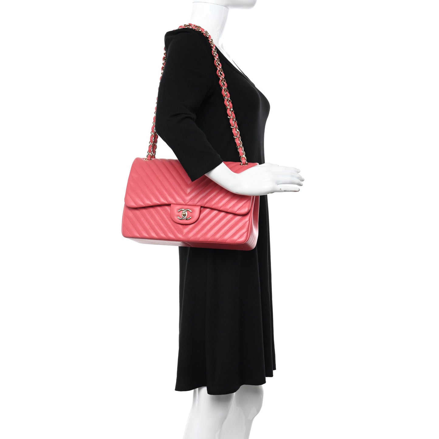 Lambskin Chevron Quilted Jumbo Double Flap Pink
