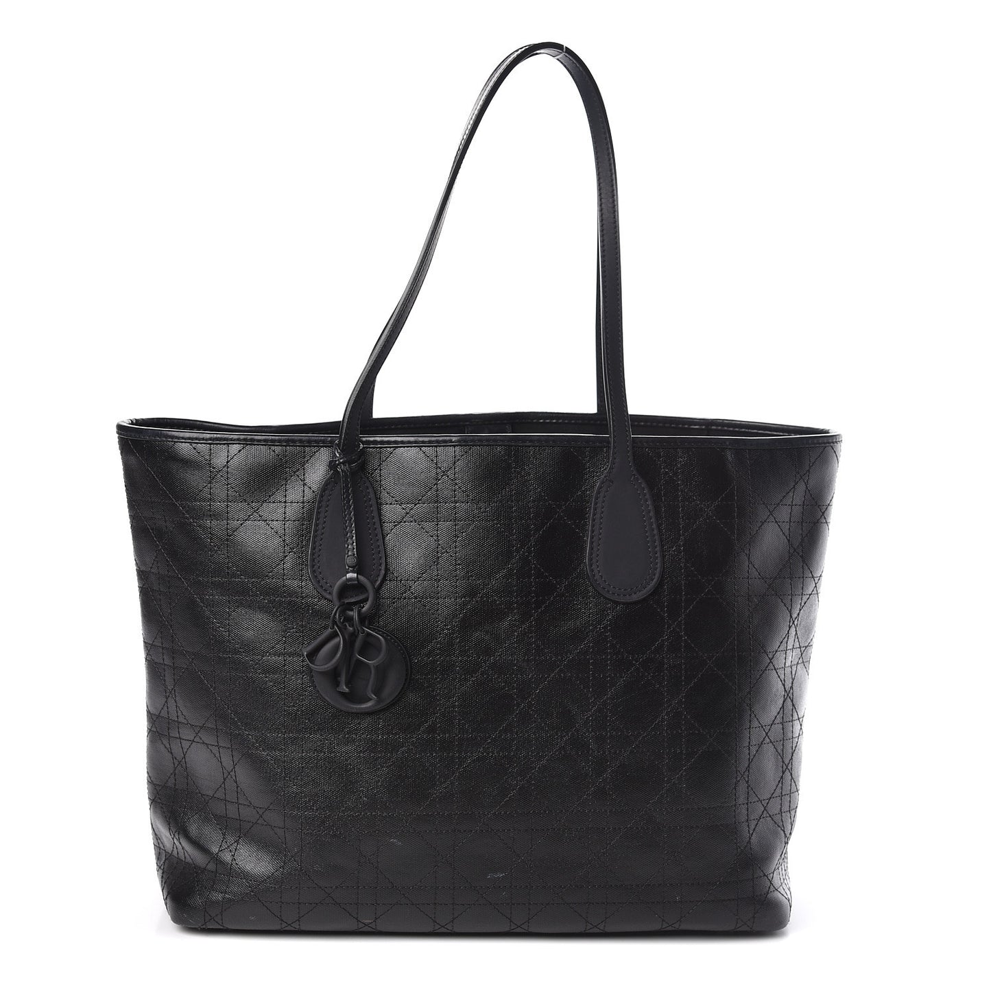 Coated Canvas Cannage Panarea Shopping Tote Black
