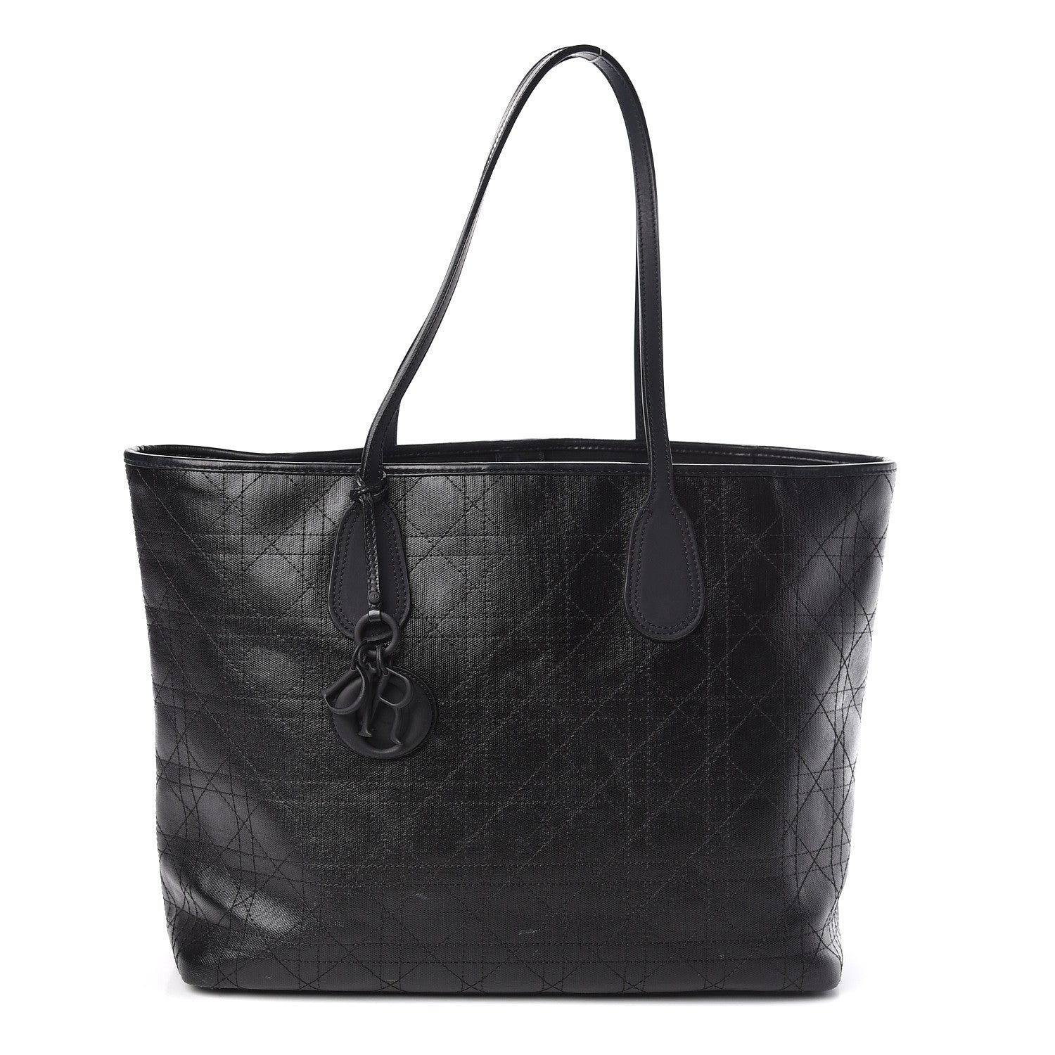 Christian Dior Coated Canvas Cannage Panarea Shopping Tote Black 1 of 18