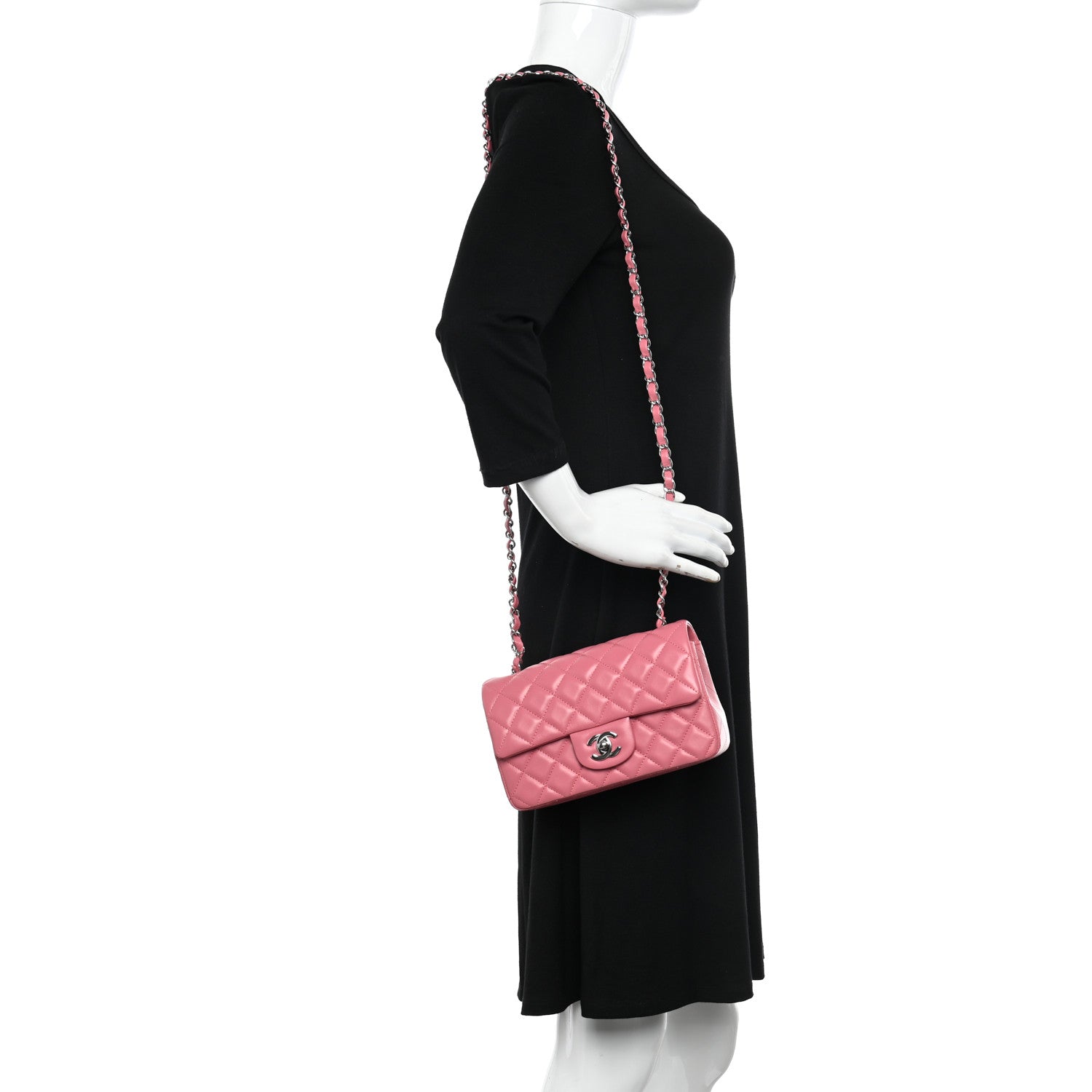Chanel Lambskin Quilted Mini Rectangular Flap Pink 2 of 11