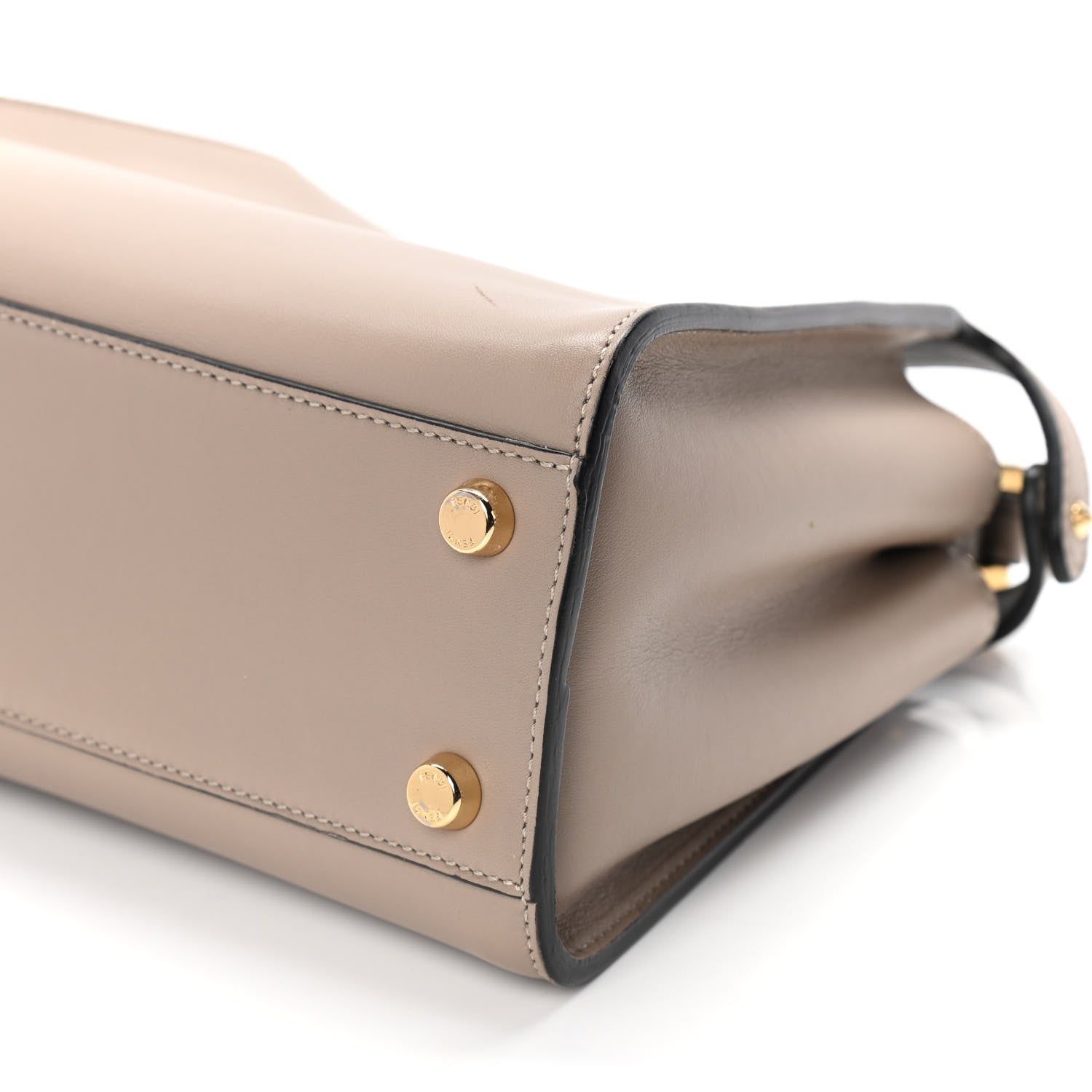 Fendi Vitello Tahiti Burro Medium Peekaboo Iconic Essentially Satchel Tortora Black 9 of 22