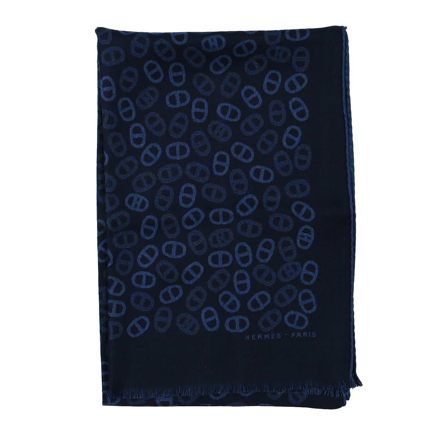 Cashmere Silk Echarpe Tissee Reversible Muffler Marine Bleu Moyen