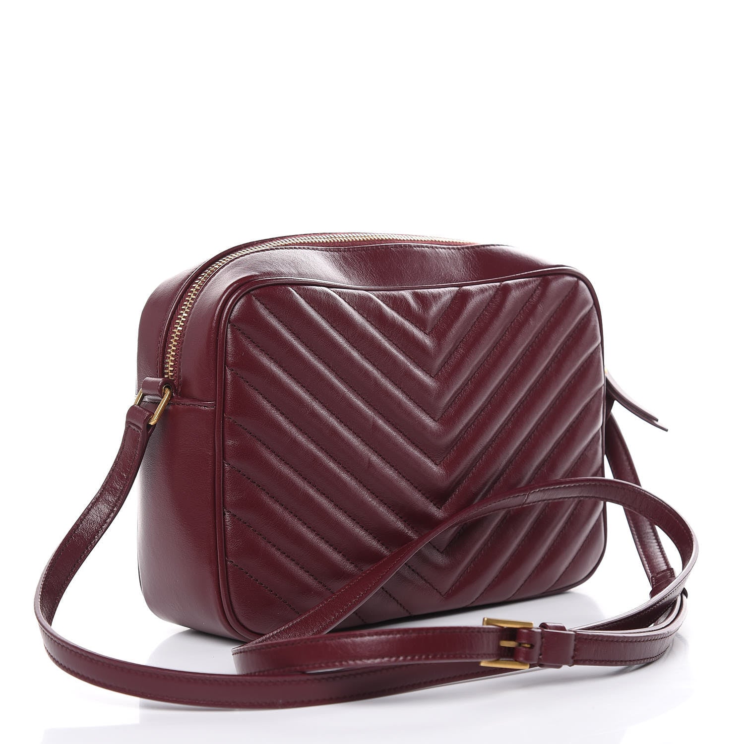 Saint Laurent Calfskin Matelasse Monogram Lou Camera Bag Dark Legion Red 3 of 8
