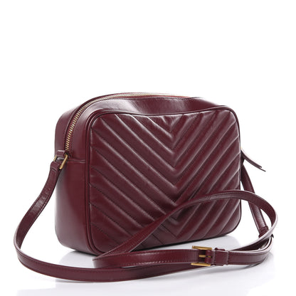 Saint Laurent Calfskin Matelasse Monogram Lou Camera Bag Dark Legion Red 3 of 8