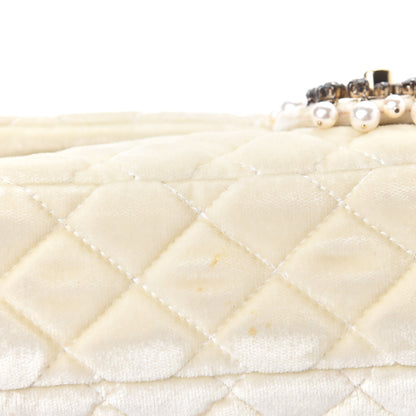Chanel Velvet Pearl Quilted Medium Single Flap White 8 of 14