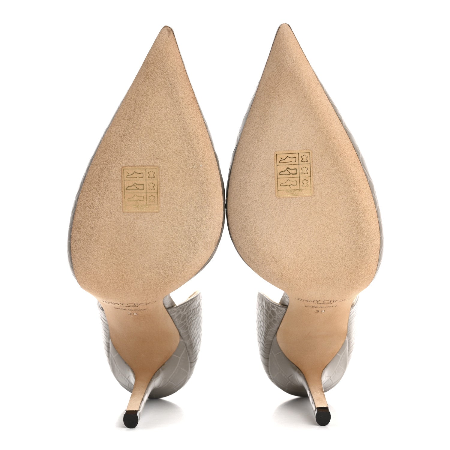 Jimmy Choo Crocodile Embossed Calfskin Addison d'Orsay Pump 38 Sand 6 of 7