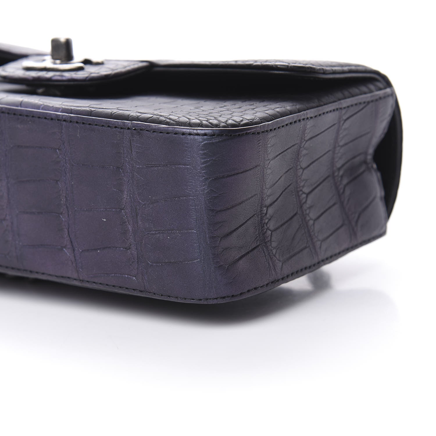 Chanel Iridescent Matte Crocodile Mini Rectangular Flap Green Purple 10 of 11