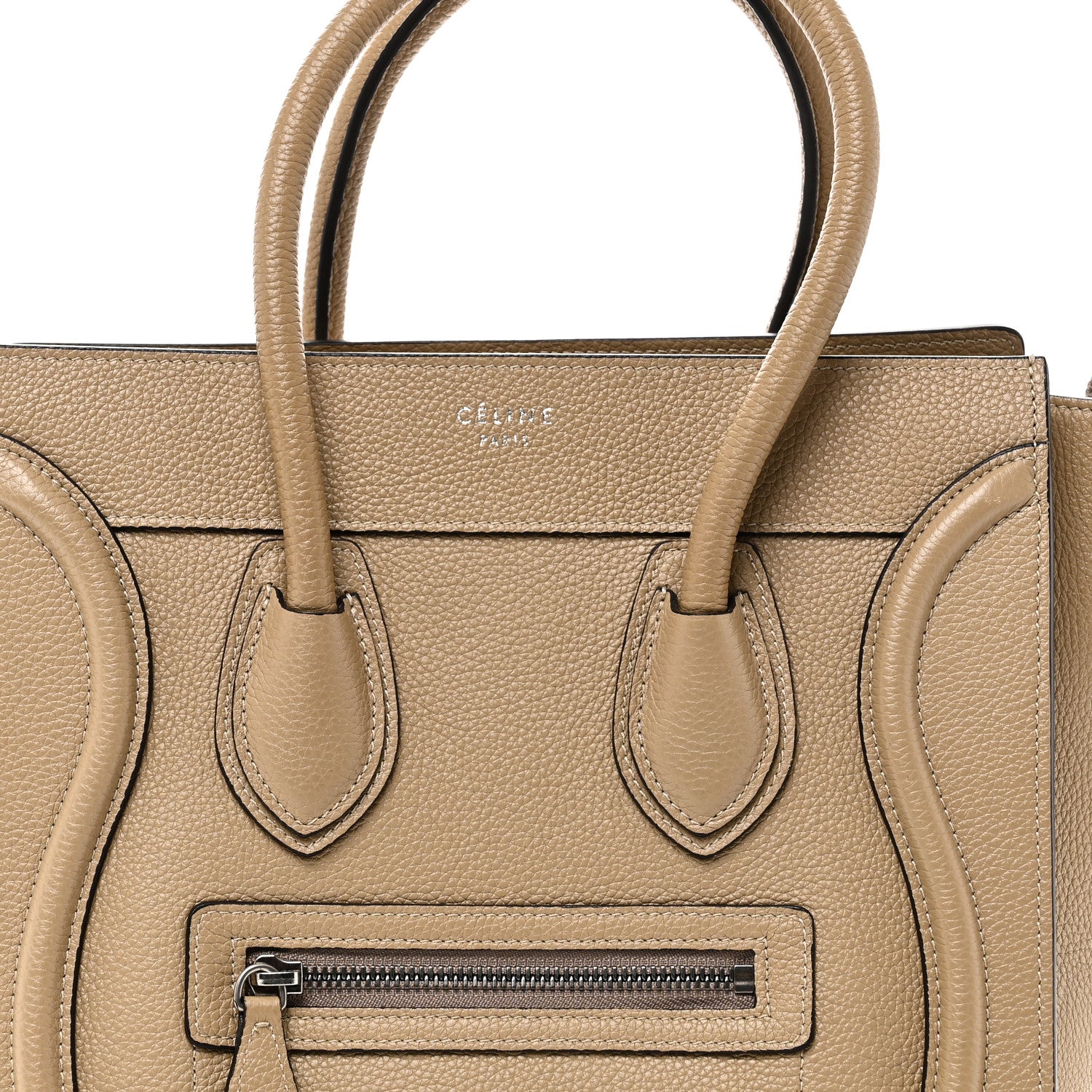 Celine Drummed Calfskin Micro Luggage Dune 7 of 9
